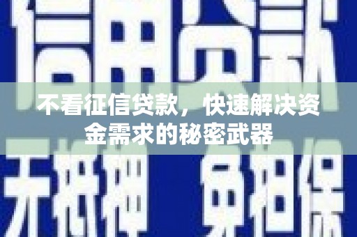 长武不看征信贷款，快速解决资金需求的秘密武器