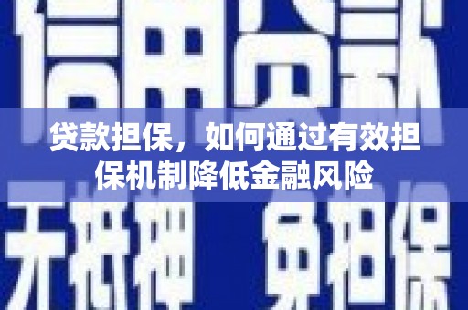 长武贷款担保，如何通过有效担保机制降低金融风险