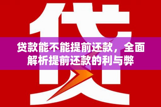 长武贷款能不能提前还款，全面解析提前还款的利与弊