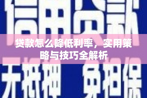 长武贷款怎么降低利率，实用策略与技巧全解析